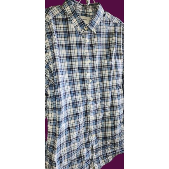 Goodfellow Blue & White Plaid Long Sleeve Button-Up Shirt Size L - Picture 1 of 10